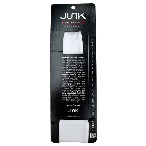 Junk Brands Flex Tie Headband O/S New $18 Super Chill White Lightweight Wicking - Picture 3 of 6